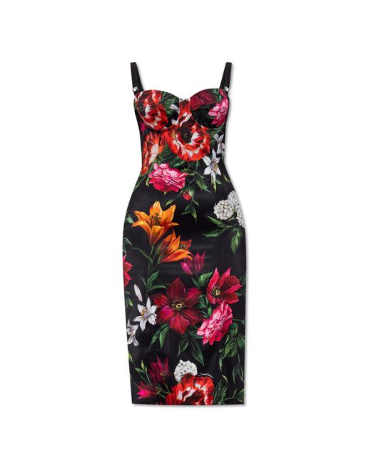 Dolce & Gabbana Red Dress With Floral Motif