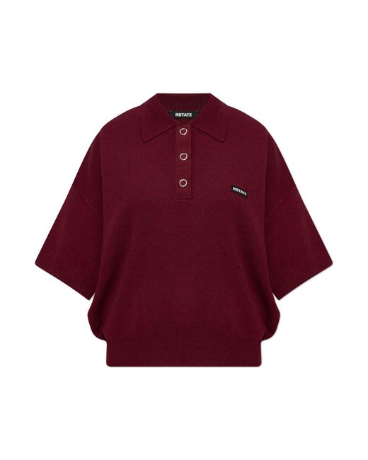 ROTATE BIRGER CHRISTENSEN Red Polo Shirt With Logo Patch
