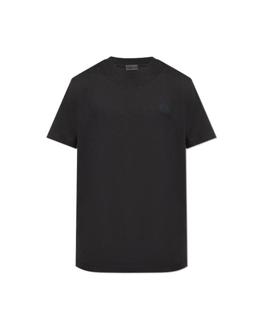 Moncler Black T-Shirt With Logo for men