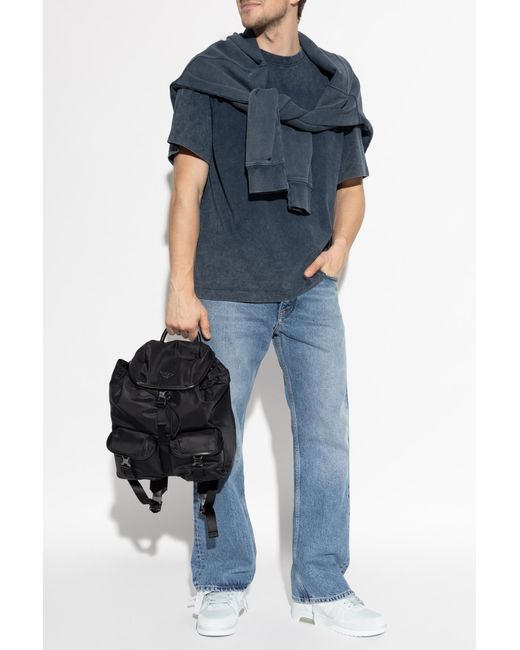 Off-White c/o Virgil Abloh Blue T-Shirt With Printed Logo for men