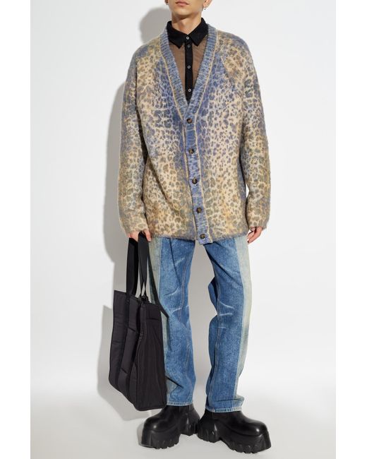 DIESEL Blue Cardigan With Animal Motif K-Penros-A for men