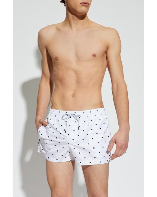Dolce & Gabbana White Swim Shorts With Logo for men