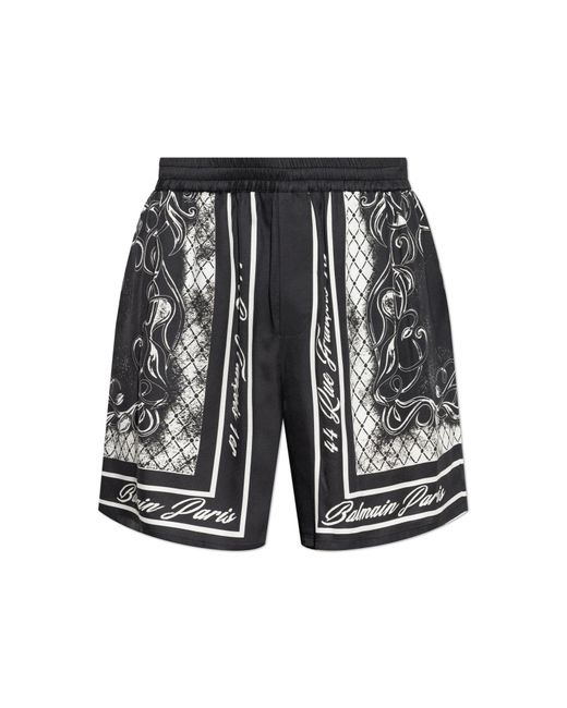 Balmain Black Printed Shorts for men