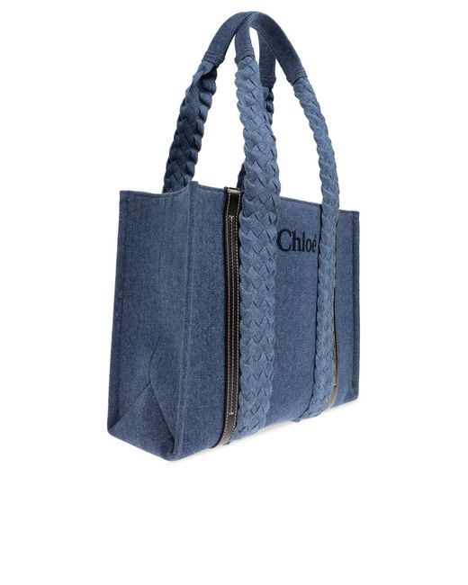 Chloé Blue 'woody Large' Shopper Bag,