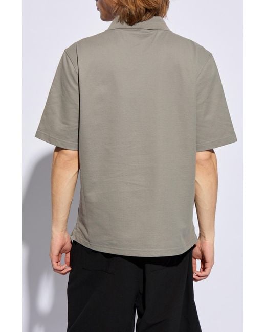 Lanvin Gray Cotton Polo Shirt for men