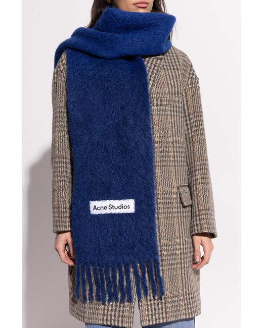 Acne Blue Scarf With Logo