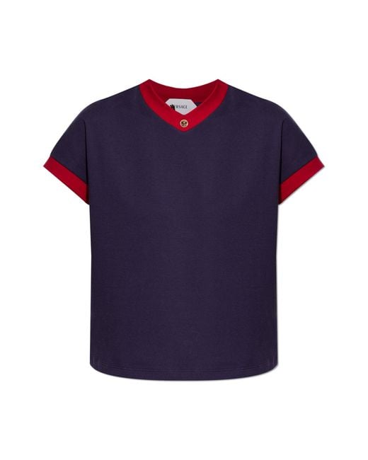 Versace Blue V-Neck T-Shirt