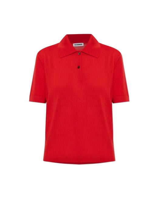 Jil Sander Red Wool Polo