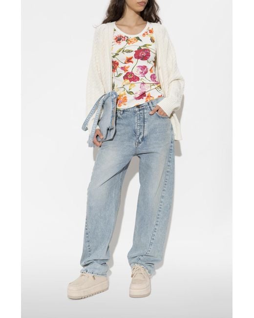 KENZO White Cardigan With Decorative Knit