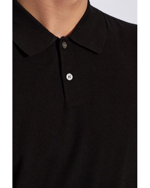 Theory Black Polo Shirt With Short Sleeves, for men