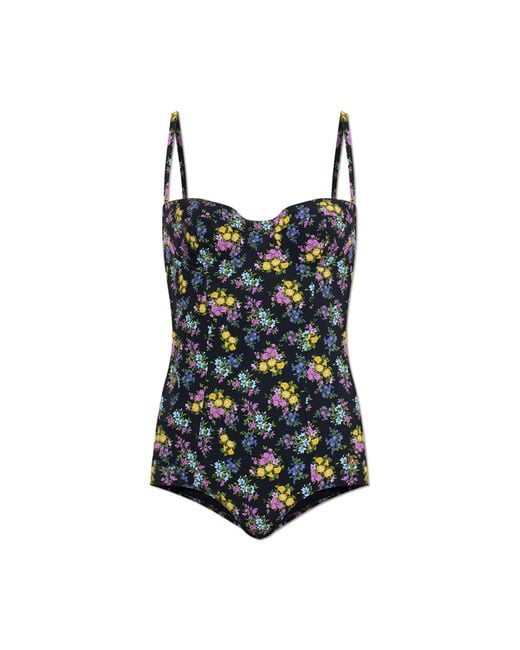 Dolce & Gabbana Black One-Piece Swimsuit With Floral Motif