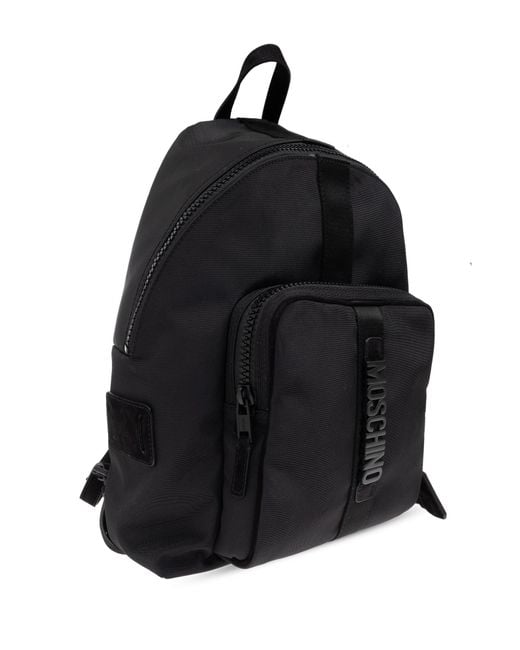 Moschino Black Backpack With Logo for men