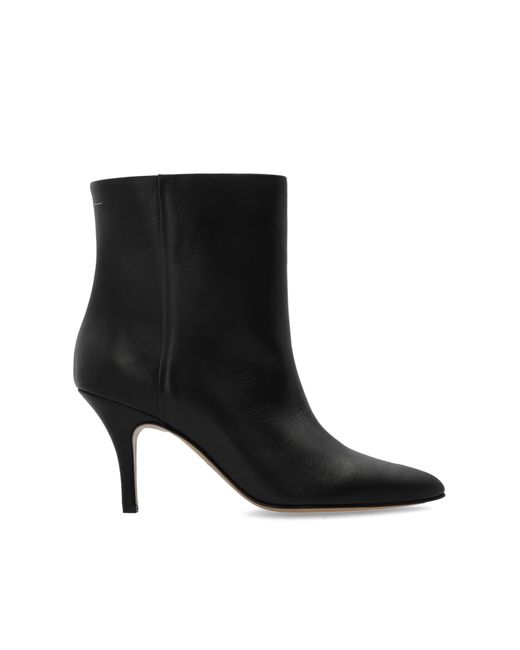 MM6 by Maison Martin Margiela Black Leather Ankle Boots With Heels