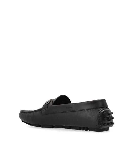 Emporio Armani Black Leather Moccasins for men