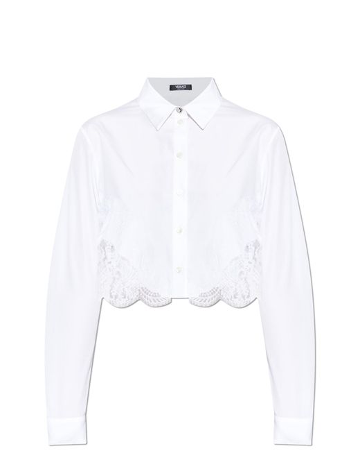 Versace White Shirt With Lace Inserts