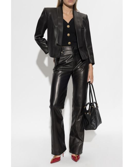 Balmain Black Short Off-Shoulder Top
