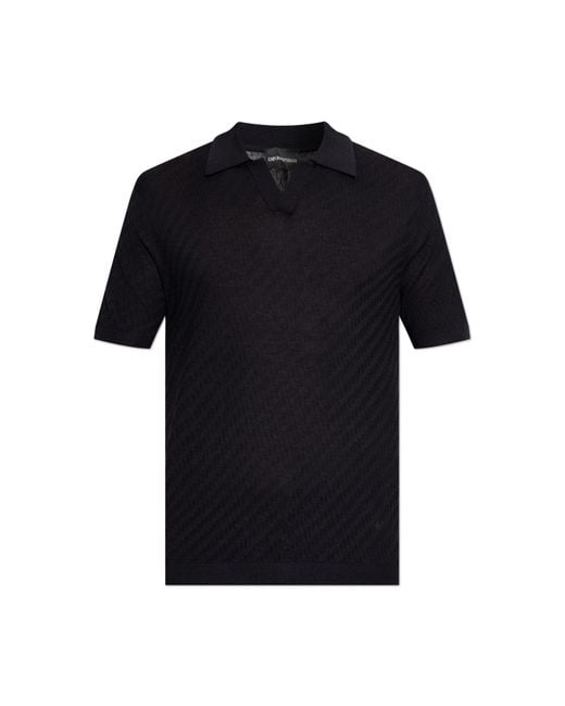 Emporio Armani Black Cotton Polo for men