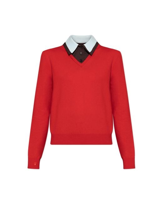 Tory Burch Red Wool Sweater