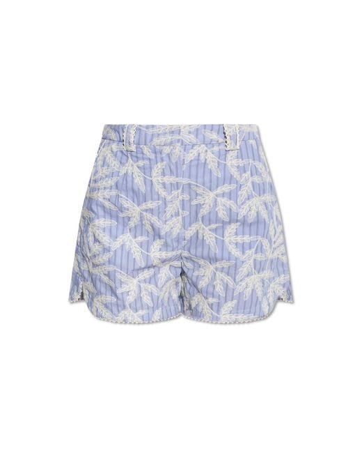Munthe Blue Shorts With Lace Pattern 'Fidelma'