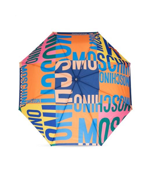 Moschino White Folding Umbrella With Logo