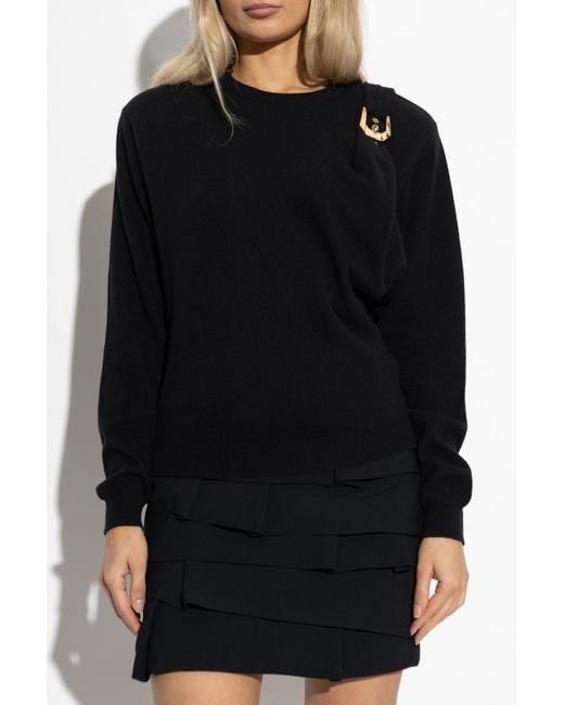 Versace Black Wool Sweater With Decorative Buckle,