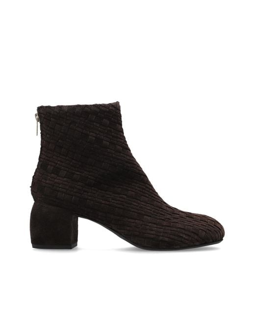 Agl Attilio Giusti Leombruni Black Suede Heeled Ankle Boots 'Tina Woven'