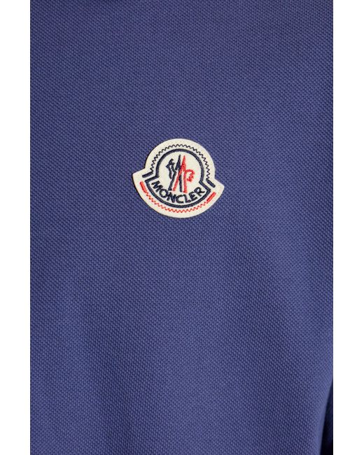 Moncler Blue Polo With Logo Patch for men