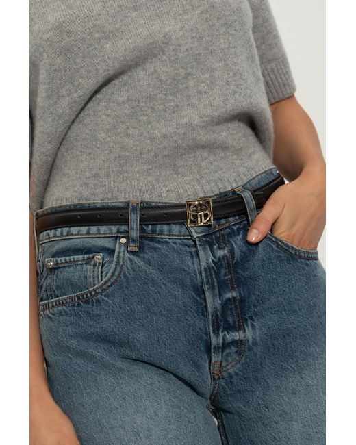 Anine Bing Black Leather "Monogram" Belt