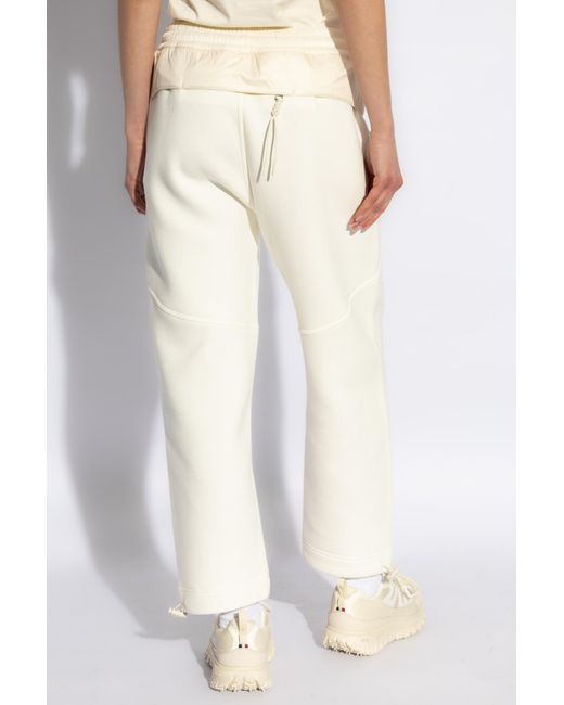 Moncler White Sweatpants With Logo Patch