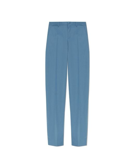 Dolce & Gabbana Blue Wool Pleated Trousers for men