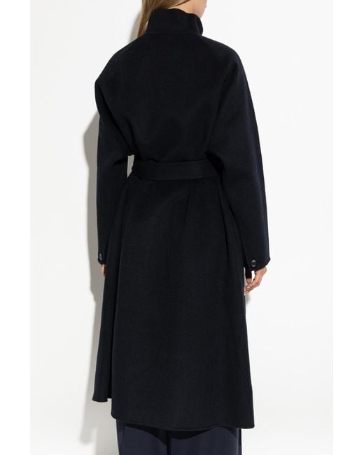 Emporio Armani Blue Coat With A Stand-Up Collar