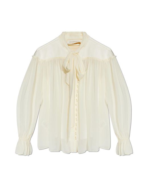Zimmermann White Loose-fitting Shirt With Shimmering Buttons,