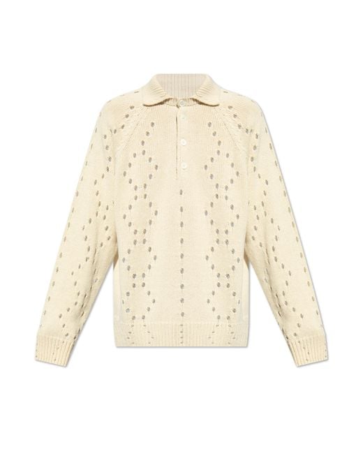 Givenchy Natural Openwork Sweater With Collar for men