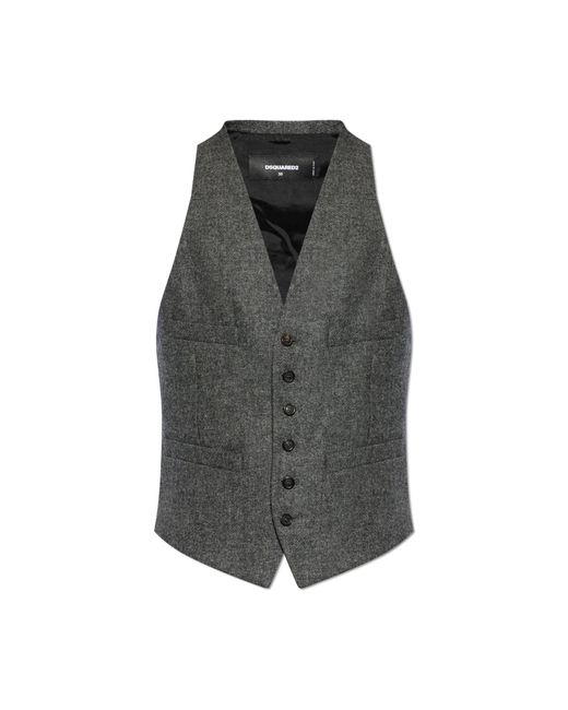 DSquared² Gray Wool Vest for men
