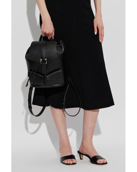 Ferragamo Black Leather Backpack