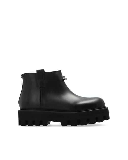 McQueen Black Leather Platform Shoes