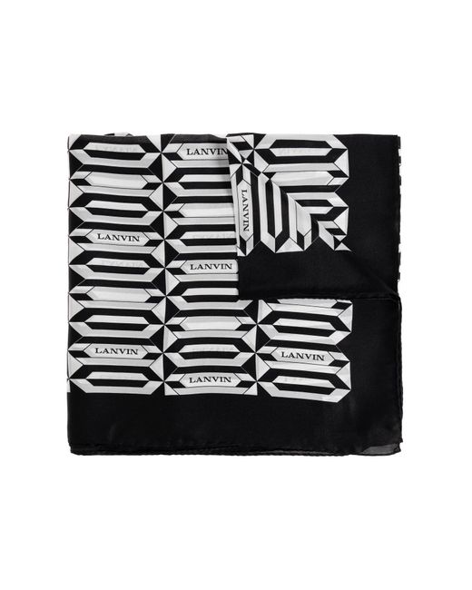 Lanvin Black Silk Scarf With Logo