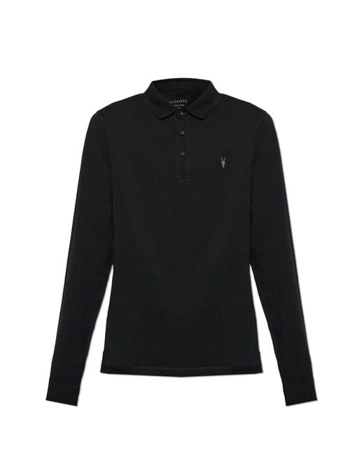 AllSaints Black Long Sleeve Polo Reform for men