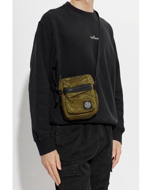 Stone Island Black Bag With Logo Patch for men