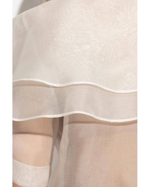 FRAME White Silk Top With Ruffles