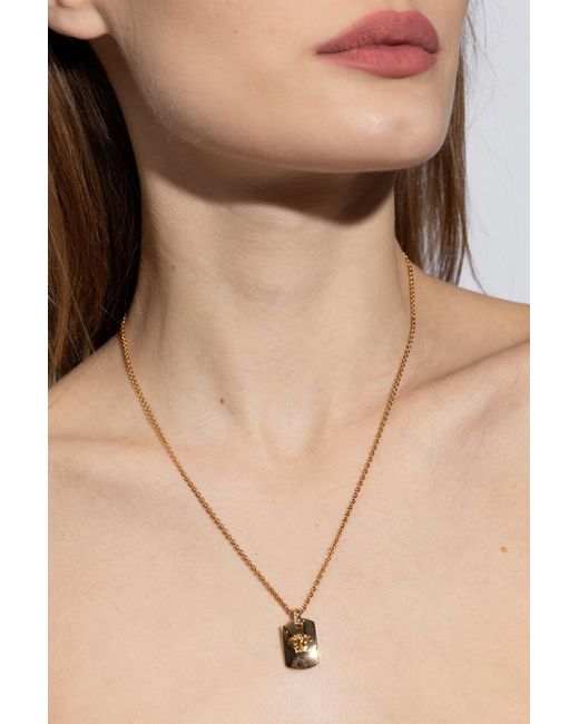 Versace Metallic Necklace With Pendant