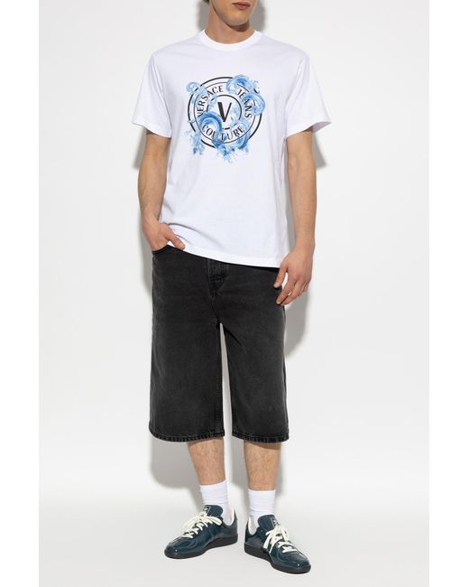 Versace Jeans Couture Blue T-Shirt With Print for men