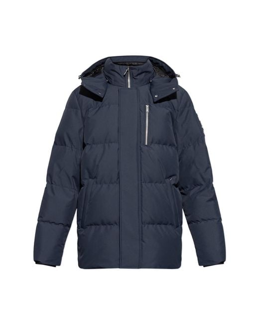 Moose Knuckles Blue Down Jacket With Detachable Hood for men