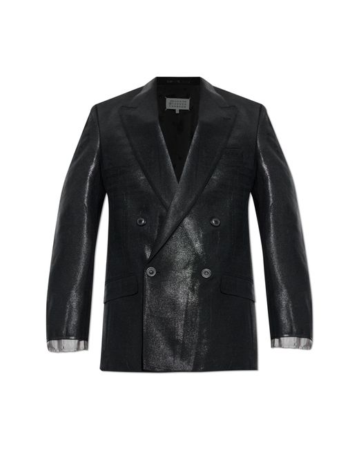 Maison Margiela Black Double-Breasted Blazer With A Shiny Finish for men