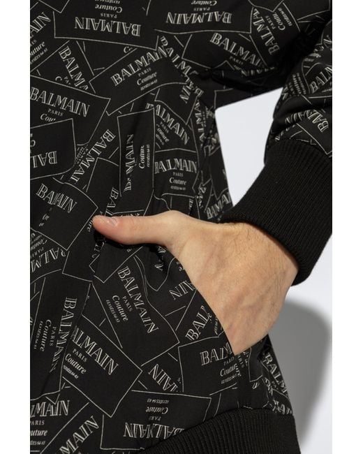 Balmain Black Bomber Jacket With Monogram for men