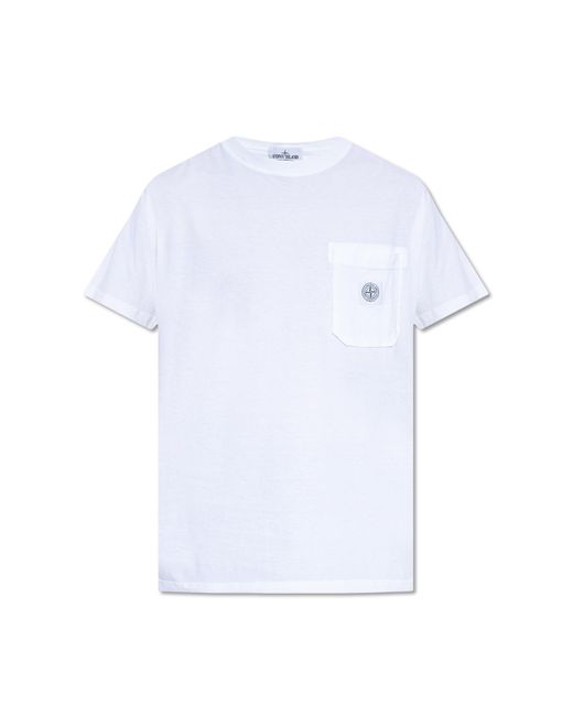 Mens white stone island t shirt sale