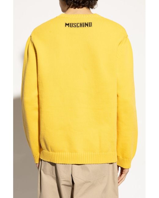 Moschino Yellow Round-Neck Knitwear for men