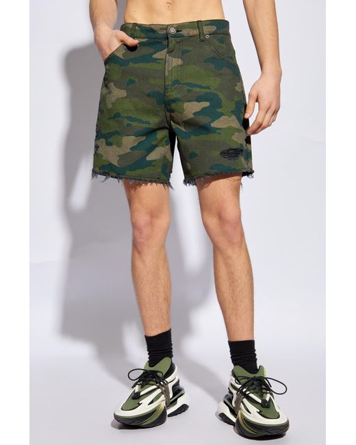 Balmain Green Denim Shorts for men