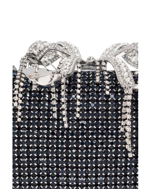 Self-Portrait Black Clutch With Shimmering Crystals