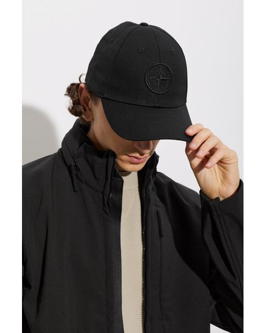 Stone Island Black Baseball Cap for men